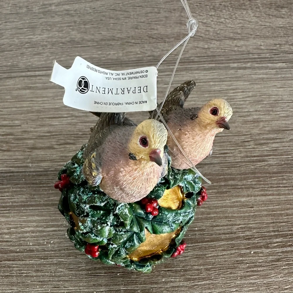 Decorative Bird Ornament with Green and Gold Accents